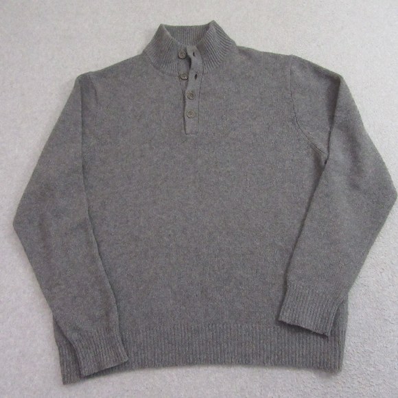 J Crew Mens Sweater Pullover Long Sleeve XXL Gray Lambswool Blend Mock Neck - Picture 2 of 8